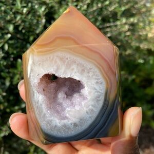Agate Tower with Druzy Amethyst